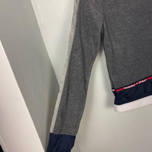 Tommy Jeans Gray Fleece Pullover Top with Trim - Women's Small - Picture 7 of 7